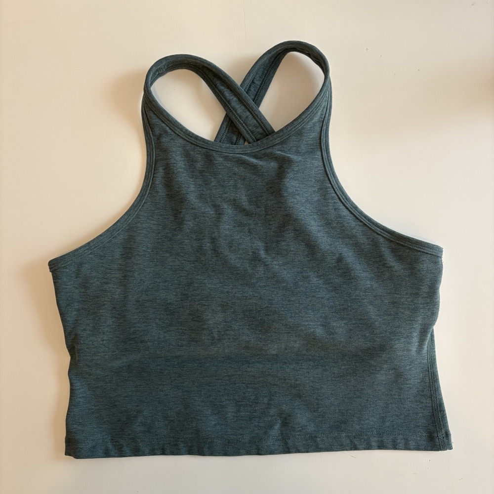 Beyond Yoga Space Dye Cross Back Crop Tank Green L Athleisure Gym Built-in Bra